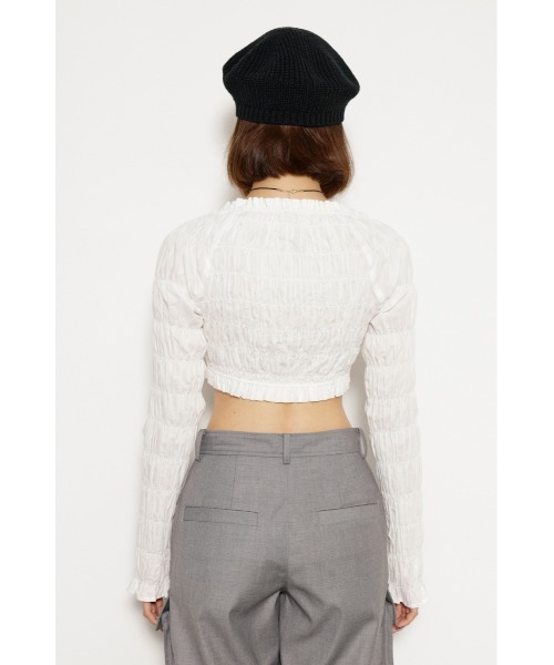 LAGUA GEM（ラグアジェム）の「2WAY WRINKLE トップス（シャツ/ブラウス・レディース・ブラック/ホワイト・FREE）」の5枚目の写真