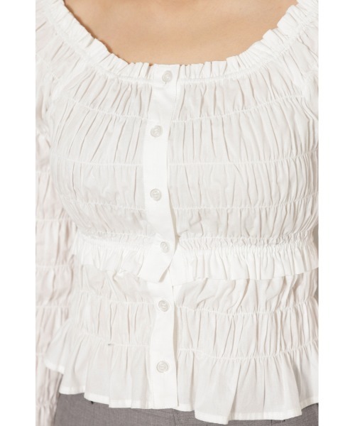 LAGUA GEM（ラグアジェム）の「2WAY WRINKLE トップス（シャツ/ブラウス・レディース・ブラック/ホワイト・FREE）」の6枚目の写真