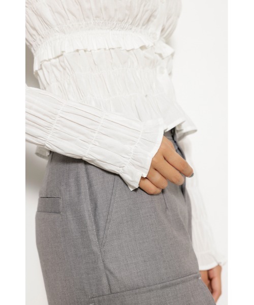 LAGUA GEM（ラグアジェム）の「2WAY WRINKLE トップス（シャツ/ブラウス・レディース・ブラック/ホワイト・FREE）」の9枚目の写真