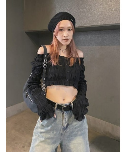 LAGUA GEM（ラグアジェム）の「2WAY WRINKLE トップス（シャツ/ブラウス・レディース・ブラック/ホワイト・FREE）」の17枚目の写真