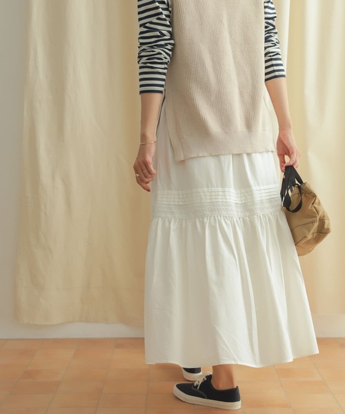 URBAN RESEARCH DOORS（アーバンリサーチドアーズ）の「コットンレーヨンレース切替スカート（スカート・レディース・オフホワイト/ブラック・MEDIUM）」の9枚目の写真