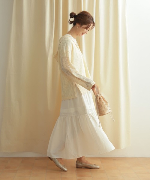 URBAN RESEARCH DOORS（アーバンリサーチドアーズ）の「コットンレーヨンレース切替スカート（スカート・レディース・オフホワイト/ブラック・MEDIUM）」の17枚目の写真