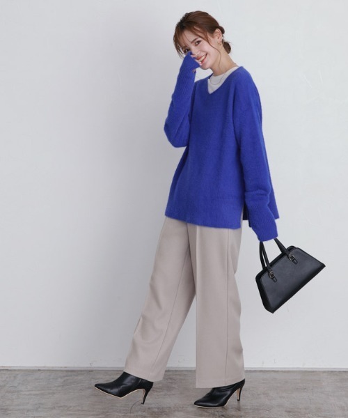 Pierrot（ピエロ）の「サムホールシャギーニット Vネック（ニット/セーター・レディース・ブルー/ホワイト系その他/グレー/ネイビー/オフホワイト・L/M）」の16枚目の写真