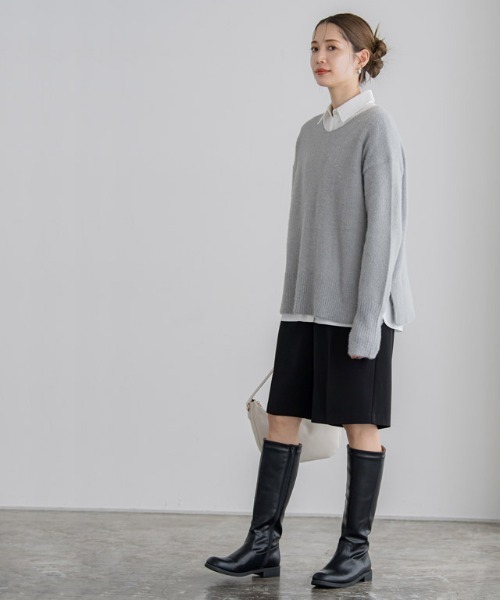 Pierrot（ピエロ）の「サムホールシャギーニット Vネック（ニット/セーター・レディース・ブルー/ホワイト系その他/グレー/ネイビー/オフホワイト・L/M）」の19枚目の写真