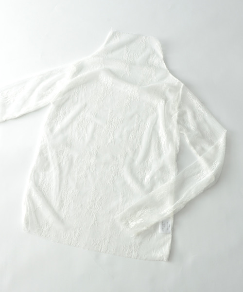 DEVICE(デバイス)の「レース フラワー シアー タートル トップス(Tシャツ/カットソー・レディース・ホワイト/ブラック・FREE)」の13枚目の写真