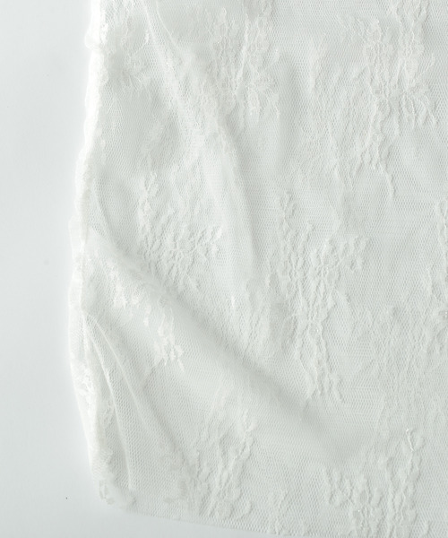 DEVICE(デバイス)の「レース フラワー シアー タートル トップス(Tシャツ/カットソー・レディース・ホワイト/ブラック・FREE)」の14枚目の写真