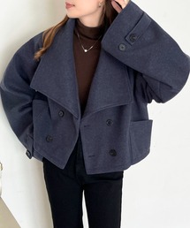 emi+ | ダブルボタンミックス調メルトンビックカラーオーバーショートコート(ピーコート)