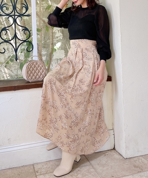 MIIA（ミーア）の「タックフレアロングスカート（スカート・レディース・グレー系その他/ベージュ系その他・FREE）」の3枚目の写真