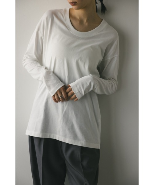 STYLEMIXER(スタイルミキサー)の「2WAY UネックロンT(Tシャツ/カットソー・レディース・ブラック/イエロー/ホワイト・FREE)」の1枚目の写真