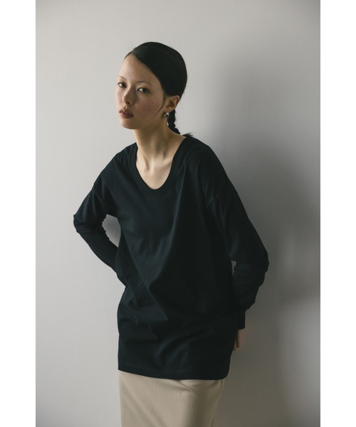 STYLEMIXER(スタイルミキサー)の「2WAY UネックロンT(Tシャツ/カットソー・レディース・ブラック/イエロー/ホワイト・FREE)」の14枚目の写真