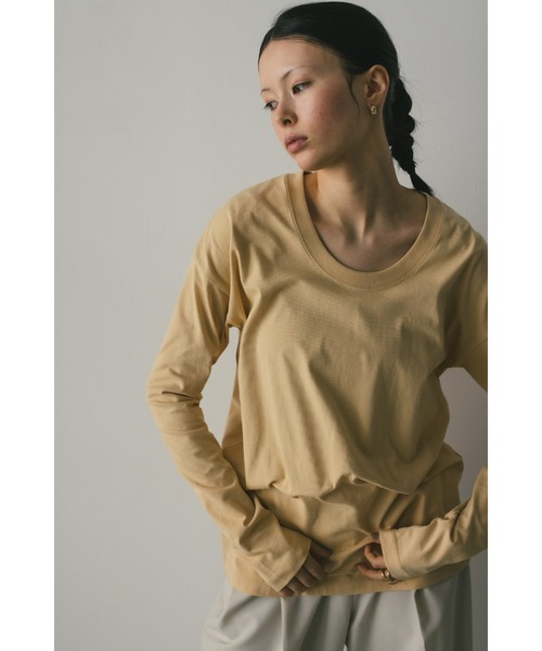 STYLEMIXER(スタイルミキサー)の「2WAY UネックロンT(Tシャツ/カットソー・レディース・ブラック/イエロー/ホワイト・FREE)」の21枚目の写真