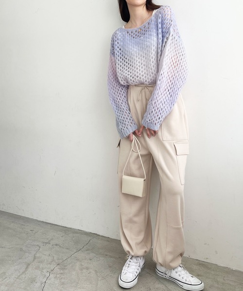 GeeRA(ジーラ)の「やわらか素材カーゴパンツ(カーゴパンツ・レディース・アイボリー/ブラック・MEDIUM/LARGE)」の11枚目の写真