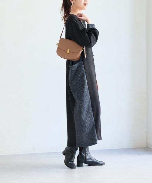 Chez toi（シェトワ）の「前後2WAYスエード×リブワンピース（ワンピース・レディース・ブラック/グレイッシュベージュ/モカ/ネイビー・FREE）」の11枚目の写真