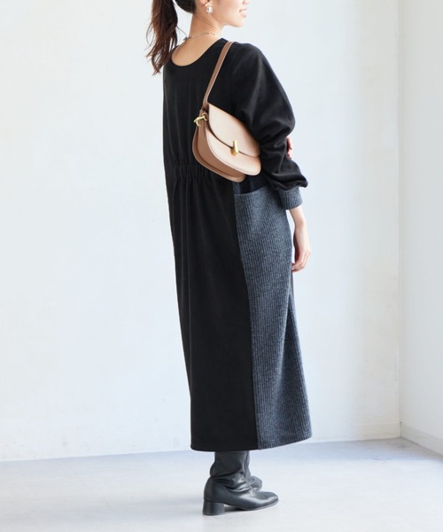 Chez toi（シェトワ）の「前後2WAYスエード×リブワンピース（ワンピース・レディース・ブラック/グレイッシュベージュ/モカ/ネイビー・FREE）」の12枚目の写真