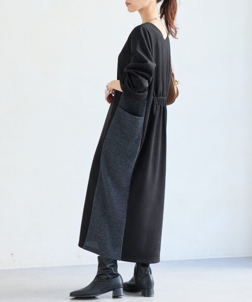 Chez toi（シェトワ）の「前後2WAYスエード×リブワンピース（ワンピース・レディース・ブラック/グレイッシュベージュ/モカ/ネイビー・FREE）」の13枚目の写真