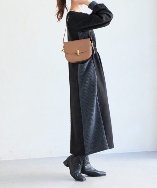Chez toi（シェトワ）の「前後2WAYスエード×リブワンピース（ワンピース・レディース・ブラック/グレイッシュベージュ/モカ/ネイビー・FREE）」の17枚目の写真