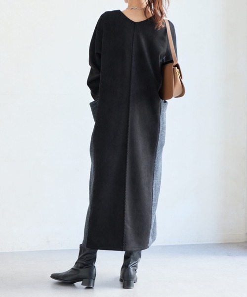 Chez toi（シェトワ）の「前後2WAYスエード×リブワンピース（ワンピース・レディース・ブラック/グレイッシュベージュ/モカ/ネイビー・FREE）」の19枚目の写真