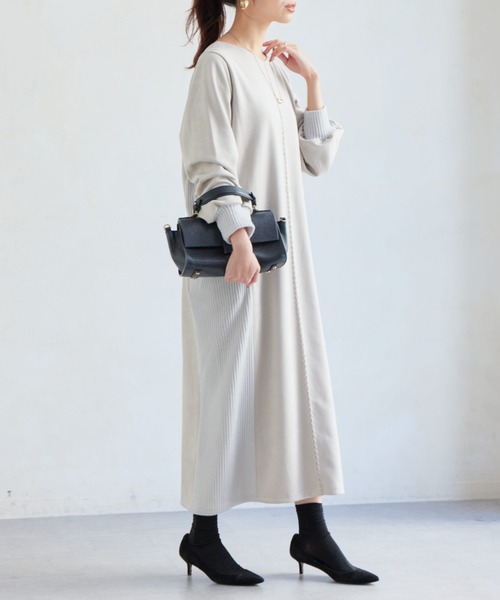 Chez toi（シェトワ）の「前後2WAYスエード×リブワンピース（ワンピース・レディース・ブラック/グレイッシュベージュ/モカ/ネイビー・FREE）」の21枚目の写真