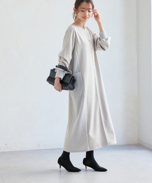 Chez toi（シェトワ）の「前後2WAYスエード×リブワンピース（ワンピース・レディース・ブラック/グレイッシュベージュ/モカ/ネイビー・FREE）」の22枚目の写真