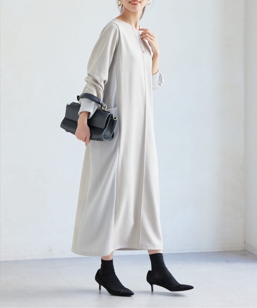 Chez toi（シェトワ）の「前後2WAYスエード×リブワンピース（ワンピース・レディース・ブラック/グレイッシュベージュ/モカ/ネイビー・FREE）」の20枚目の写真