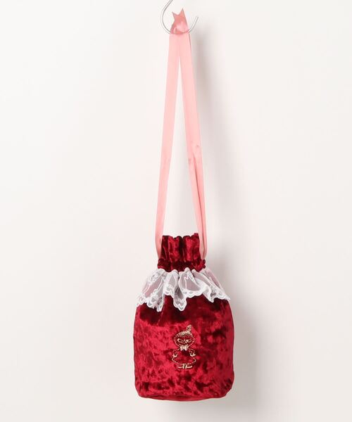 ムーミン　ミー巾着バック MOOMIN / ムーミン レース&ベロア 巾着 バッグ velor bag WNI