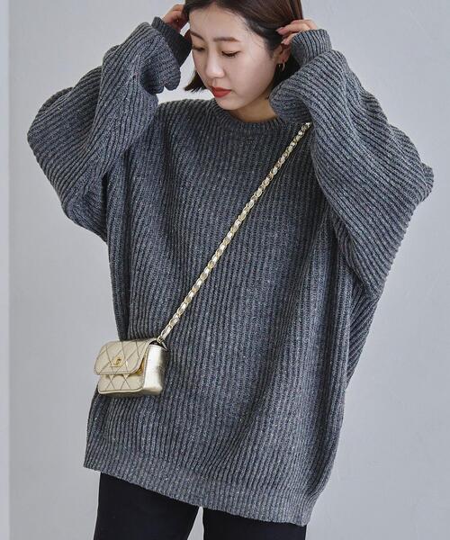 coen（コーエン）の「ルーズシルエットカラーネップニットプルオーバー（ニット/セーター・メンズ・ブラック/パープル/グレー・XL/M/S/L）」の3枚目の写真