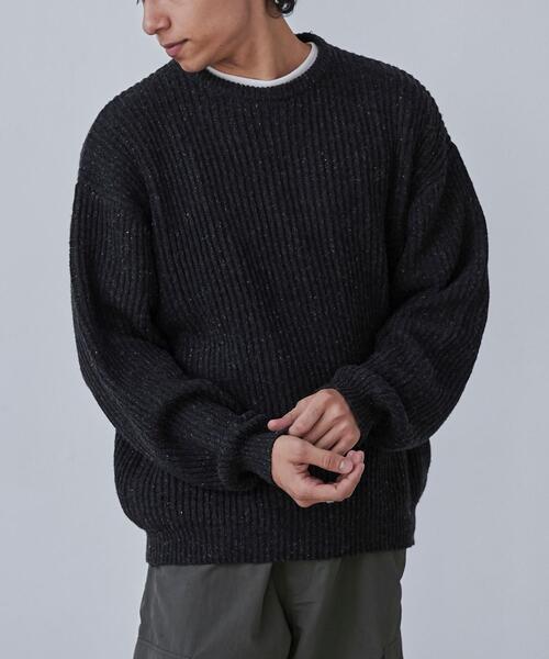 coen（コーエン）の「ルーズシルエットカラーネップニットプルオーバー（ニット/セーター・メンズ・ブラック/パープル/グレー・XL/M/S/L）」の2枚目の写真