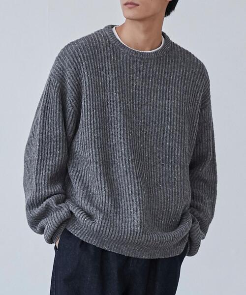 coen（コーエン）の「ルーズシルエットカラーネップニットプルオーバー（ニット/セーター・メンズ・ブラック/パープル/グレー・XL/M/S/L）」の8枚目の写真