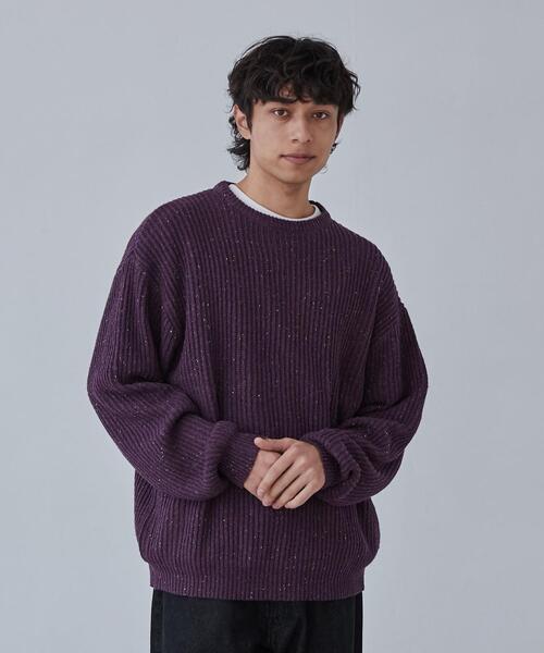 coen（コーエン）の「ルーズシルエットカラーネップニットプルオーバー（ニット/セーター・メンズ・ブラック/パープル/グレー・XL/M/S/L）」の16枚目の写真