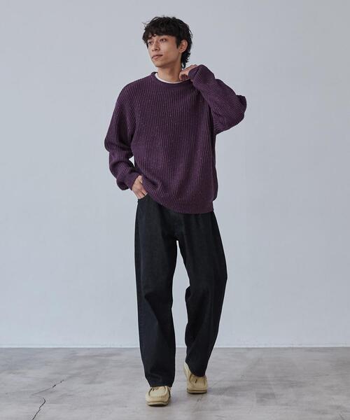 coen（コーエン）の「ルーズシルエットカラーネップニットプルオーバー（ニット/セーター・メンズ・ブラック/パープル/グレー・XL/M/S/L）」の17枚目の写真