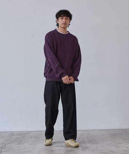 coen（コーエン）の「ルーズシルエットカラーネップニットプルオーバー（ニット/セーター・メンズ・ブラック/パープル/グレー・XL/M/S/L）」の22枚目の写真