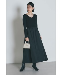 前後2WAYシャリニットドッキングワンピース(長袖)