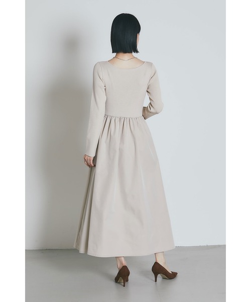 &. NOSTALGIA(アンドドットノスタルジア)の「前後2WAYシャリニットドッキングワンピース(長袖)(ワンピース・レディース・ライトベージュ/ブラック/ネイビー/ホワイト×ブラック/ライトグレー/グレイッシュブルー・M/S)」の11枚目の写真