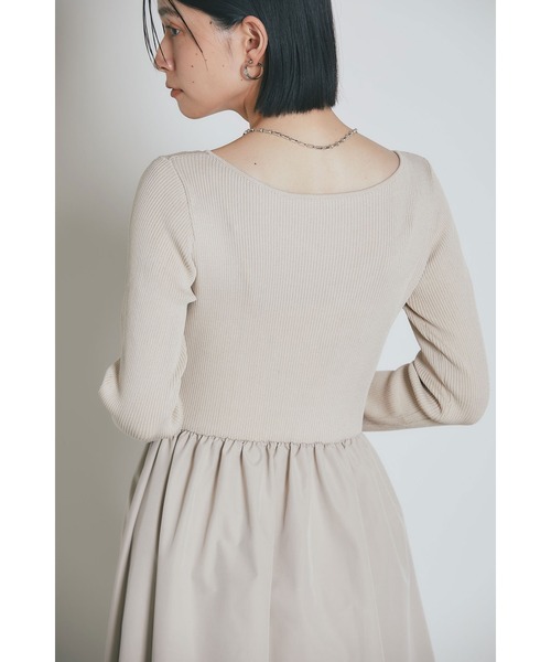 &. NOSTALGIA(アンドドットノスタルジア)の「前後2WAYシャリニットドッキングワンピース(長袖)(ワンピース・レディース・ライトベージュ/ブラック/ネイビー/ホワイト×ブラック/ライトグレー/グレイッシュブルー・M/S)」の14枚目の写真