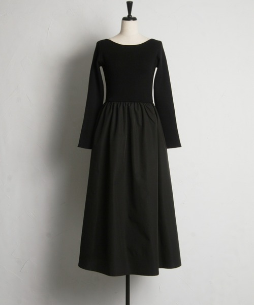 前後2WAYシャリニットドッキングワンピース（長袖）（ワンピース