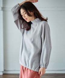 リブ起毛モックネックプルオーバー