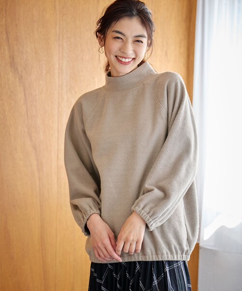 ANY(エニィ)の「リブ起毛モックネックプルオーバー(Tシャツ/カットソー・レディース・アイボリー系/ブラウン系/グレー系・F)」の1枚目の写真