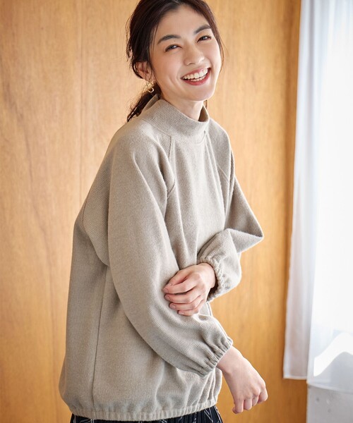 ANY(エニィ)の「リブ起毛モックネックプルオーバー(Tシャツ/カットソー・レディース・アイボリー系/ブラウン系/グレー系・F)」の12枚目の写真