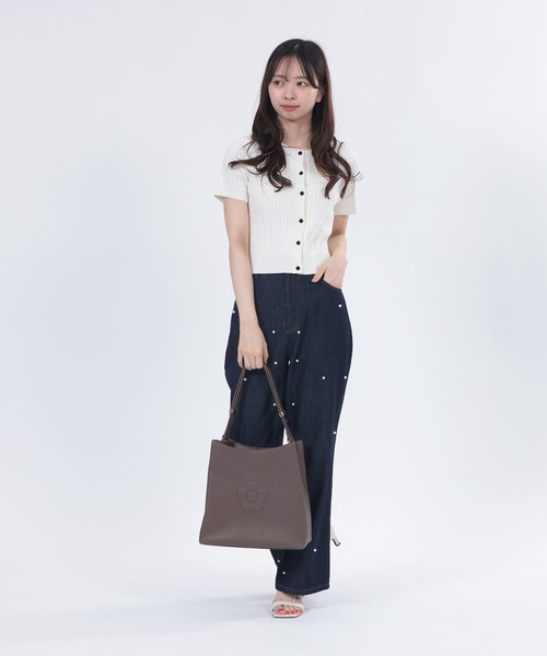 MARY QUANT★ シュリンクデイジーエンボス トート（ブラック） マリークワント MARY QUANT シュリンクデイジーエンボス トート