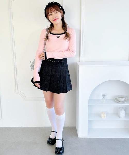 Loueme(ルエム)の「リボン刺繍シャギートリムリブニットトップス(ニット/セーター・レディース・ブラック/ピンク/アイボリー・FREE)」の17枚目の写真