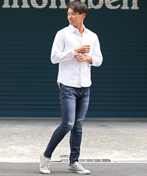 LUXSTYLE（ラグスタイル）の「スーパーストレッチダメージスキニーデニムパンツ（デニムパンツ・メンズ・グレー系その他/ブルー系その他/インディゴブルー/グレー/ブルー系その他2・L/XL/M）」の9枚目の写真