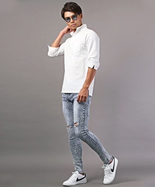 LUXSTYLE（ラグスタイル）の「スーパーストレッチダメージスキニーデニムパンツ（デニムパンツ・メンズ・グレー系その他/ブルー系その他/インディゴブルー/グレー/ブルー系その他2・L/XL/M）」の11枚目の写真