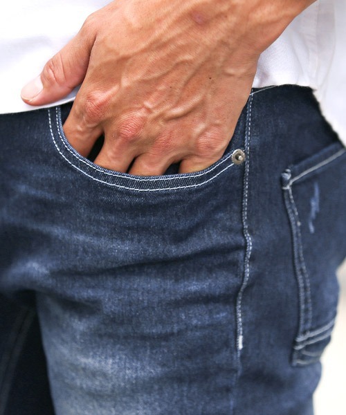 LUXSTYLE（ラグスタイル）の「スーパーストレッチダメージスキニーデニムパンツ（デニムパンツ・メンズ・グレー系その他/ブルー系その他/インディゴブルー/グレー/ブルー系その他2・L/XL/M）」の18枚目の写真