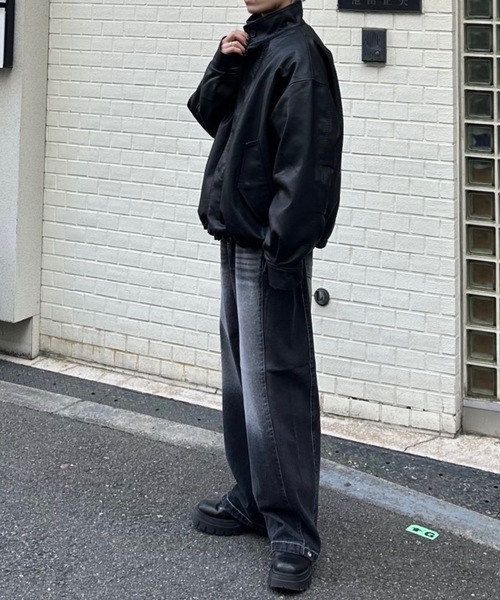 アウター ジャケット キルティング デザイン ブラック 韓国系 Never mind the XU / Chikashitsu+(ネバーマインド ザ エックス