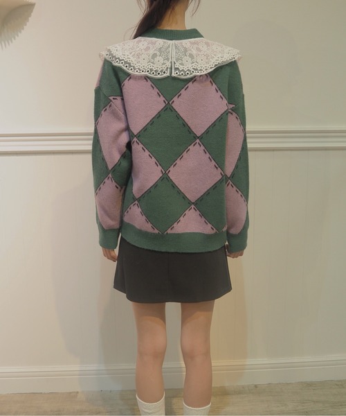 LA POMME petit（ラポミ・プチ）の「Lace Collar Argyle