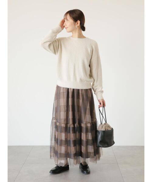 Te chichi TERRASSE（テチチテラス）の「ティアードチュールスカート（スカート・レディース・チャコールグレー/ブラック/オフホワイト/ベージュ・F）」の12枚目の写真