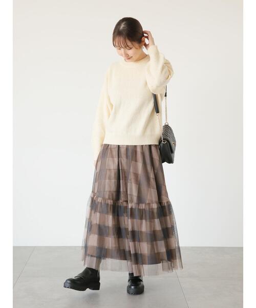 Te chichi TERRASSE（テチチテラス）の「ティアードチュールスカート（スカート・レディース・チャコールグレー/ブラック/オフホワイト/ベージュ・F）」の13枚目の写真