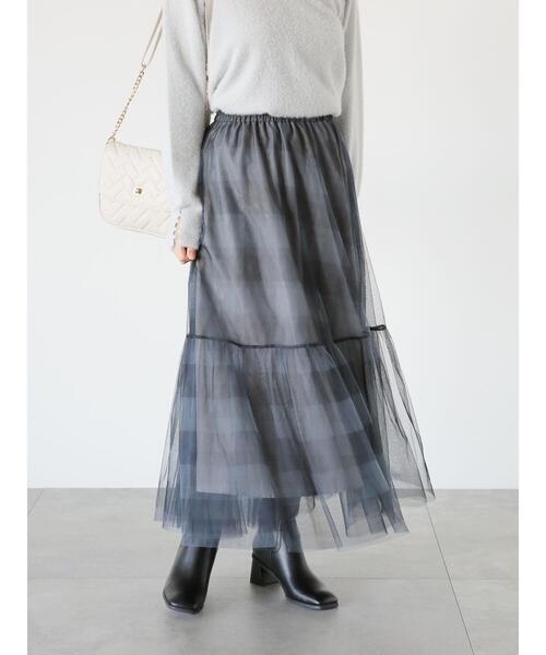 Te chichi TERRASSE（テチチテラス）の「ティアードチュールスカート（スカート・レディース・チャコールグレー/ブラック/オフホワイト/ベージュ・F）」の17枚目の写真