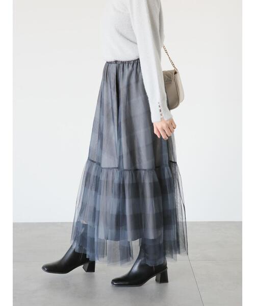 Te chichi TERRASSE（テチチテラス）の「ティアードチュールスカート（スカート・レディース・チャコールグレー/ブラック/オフホワイト/ベージュ・F）」の18枚目の写真