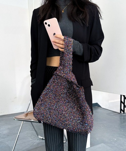 LA VORAGINE（ラ ヴォラジネ）の「ラメ入りハンドバッグ（ハンドバッグ・レディース・グレー/レッド/パープル/ブルー/シルバー/ゴールド/ピンク・FREE）」の3枚目の写真